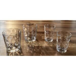 Vintage Pasabahce Thumbprint Optic Dot Juice Water Drinking Glasses Lot Of 4